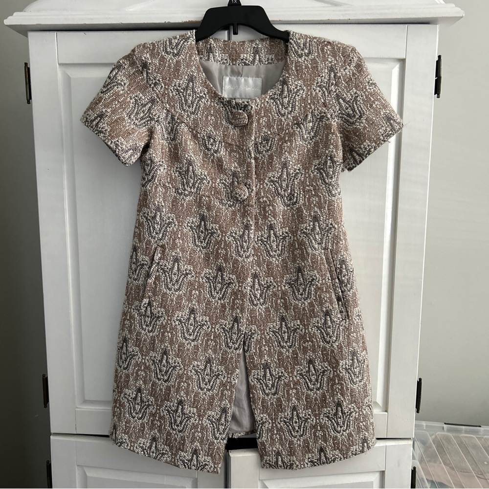 NWOT BB Dakota Duster Blazer Jacket Short Sleeve Brocade Jacquard SMALL